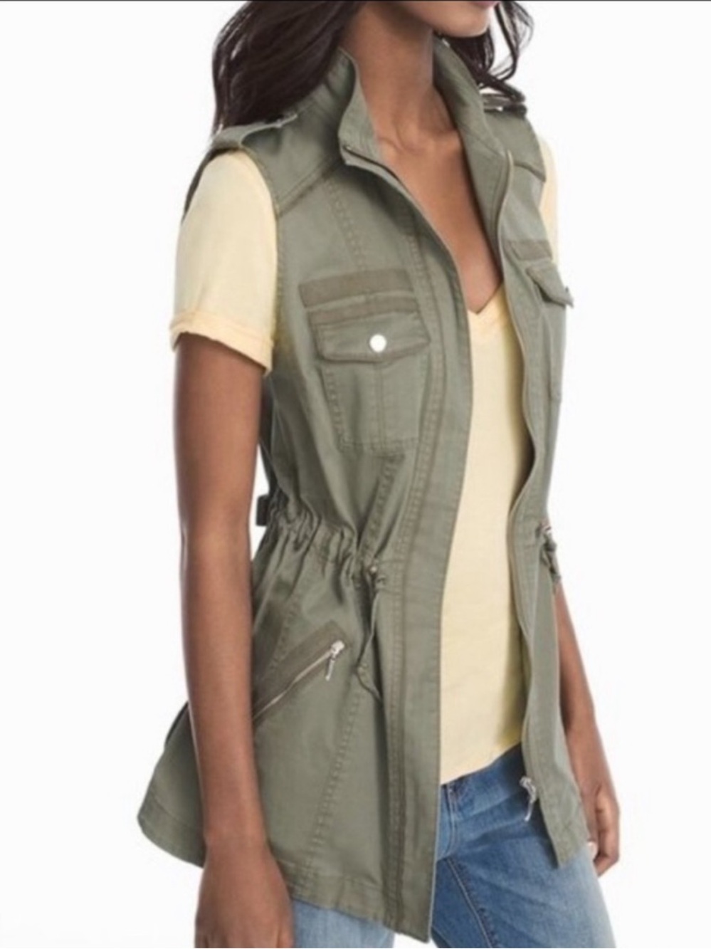 WHBM Olive Military Inspired Utility Vest